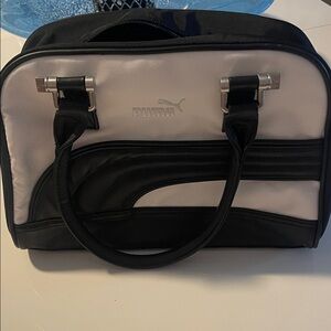 PUMA Black and Cream Duffel Bag